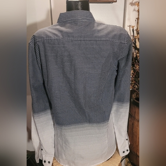 Stockhomme Blue And White Square Check Patterned Shirt L - Picture 3 of 4
